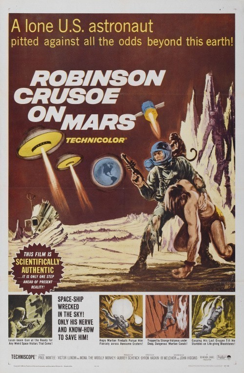 Кроме трейлера фильма Here, есть описание Робинзон Крузо на Марсе.