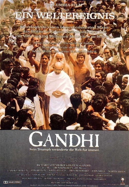 Кроме трейлера фильма Я остаюсь, есть описание Ганди.